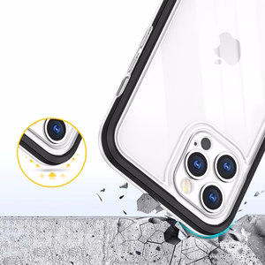 Skaidrus 3in1 dėklas iPhone 12 Pro Max juodo rėmo gelio dangteliu