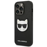 Karl Lagerfeld Saffiano Choupette Head Patch dėklas telefonui iPhone 14 Pro Max - juodas