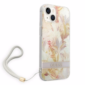 Guess GUOHCP14MHFLSU iPhone 14 Plus 6.7" фиолетовый/фиолетовый жёсткий чехол Flower Strap