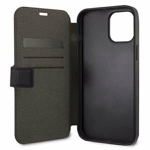 US Polo USFLBKP12SPUGFLBK iPhone 12 mini 5,4" juodas knygos tipo dėklas Polo Embroidery Collection