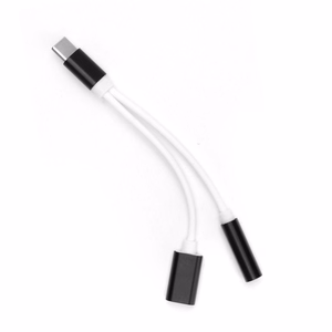 Adapteris AUX 2in1 Type C (vyriškas) į Type C (moteriškas) / Jack 3,5 mm (moteriškas) juodas