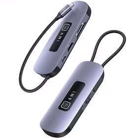 USAMS adapteris HUB 6w1 2xUSB 3.0/TF/SD/ USB-C/HDMI PD100W tamsus SJ642HUB01 (US-SJ642)