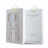 Guess 4G Spausdintų juostų MagSafe iPhone 16 Pro dėklas - rožinis