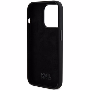 Karl Lagerfeld Silikoninis Ikonik Metal Pin dėklas telefonui iPhone 15 Pro - juodas