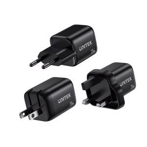 Unitek GaN tinklo įkroviklis USB-A ir USB-C 20W juodas