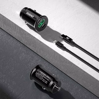 Automobilinis įkroviklis Dudao "R3Pro" juodas 20W (1xPD / 1xQC3.0) + "Type-C / Lightning" laidas