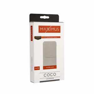 Išorinė baterija MX COCO 10 000mAh 2xUSB, 10W Li-Po, balta + microUSB laidas