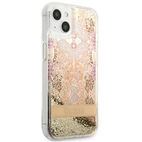 Guess GUHCP13SLFLSD iPhone 13 mini 5.4" auksinis kietas dėklas paisley skystas blizgučiai