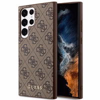 Guess GUHCS23LG4GFBR S23 Ultra S918 rudas/rudas kietas dėklas 4G Metalinis Auksinis Logotipas