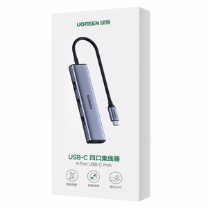 Adapteris Ugreen 2-in-1 sidabrinis (įvestis: Type-C / išvestis: 4-USB)
