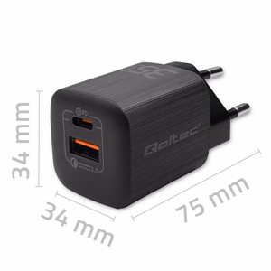 Qoltec 50764 mobiliojo įrenginio kroviklis Knyginis kompiuteris, Nešiojama žaidimų konsolė, Išorinė baterija, Išmanusis telefonas, Išmanusis laikrodis, Planšetinis kompiuteris Juoda AC Spartusis įkrovimas Vidaus