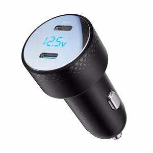 Automobilinis įkroviklis Joyroom „JR-CCD02" juodas 70W (2xUSB-C) su LED ekranu