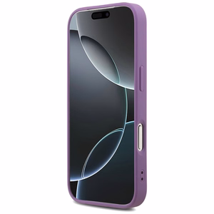 Guess Fiksuotas Blizgus Didelis 4G dėklas telefonui iPhone 17 Pro - violetinė