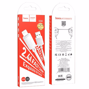 Kabelis USB A į Lightning Hoco 2,4A 1 m X88 baltas