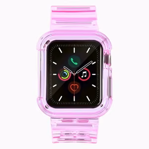 Силиконовый ремешок-браслет с чехлом и подсветкой для Apple Watch 40mm - красный