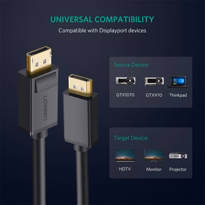 Kabelis Ugreen DP102 DisplayPort to DisplayPort 2.0m juodas
