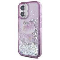 Hello Kitty Liquid Glitter 50 metų jubiliejaus vakarėlio dėklas telefonui iPhone 16 - violetinis