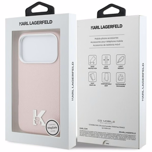 "Karl Lagerfeld Karl Head" logotipas "MagSafe" dėklas "iPhone 17 Pro Max" - rožinis
