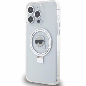 Karl Lagerfeld KLHMP15XHMRSKHH iPhone 15 Pro Max 6.7" baltas kietas dėklas su stovu Karl Head MagSafe