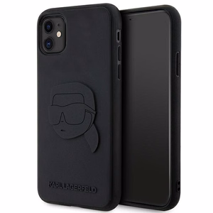 Karl Lagerfeld KLHCN613DRKNK iPhone 11 / Xr 6.1" juodas/juodas kietas dėklas guminis Karlo galva 3D