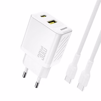 Dudao A27TCEU PD 30W GaN USB-A USB-C Wall Įkroviklis with USB-C Laidas - Baltas