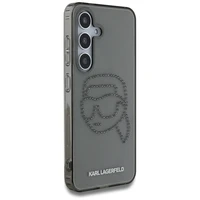 Karl Lagerfeld dėklas telefonui su kalnų krištolais Karl Head logotipu Samsung Galaxy S25 juodas