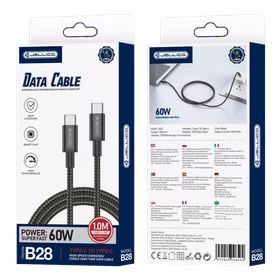 JELLICO laidas B28 USB-C - USB-C PD 60W 1M juodas