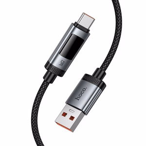Kabelis (m) - su skaitmenine indikacija USB A į USB C Hoco PD 6A 100W 1,2 m U148 juodas (m)