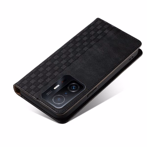Magnetinis dėklas telefonui su dirželiu, pinigine ir mažu pakabuku (Xiaomi Redmi Note 11 Pro) - juodas