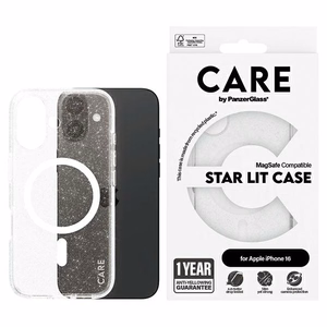 CARE by PanzerGlass Flagship Star Lit dėklas telefonui iPhone 16 6.1" baltas Magnetinis 1341