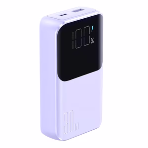 Joyroom JR-PBC07 20000mAh 30W mini power bank with USB-C and Lightning cables - purple