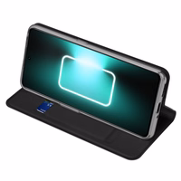 Dux Ducis Skin Pro dėklas Realme GT Neo 5 / Realme GT3 Flip kortelių piniginė stovas juoda