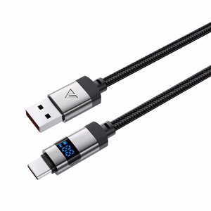 Acefast C15-04 кабель USB-A — USB-C с дисплеем 480Mb/s 66W 1.2м — чёрный