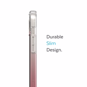 Speck Presidio Perfect-Clear + Ombre case for iPhone 15 Plus / 14 Plus, with Microban antimicrobial protection, Clear / Vintage Rose Fade