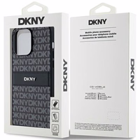 DKNY Odinis mono juosta ir metalinis logotipas dėklas telefonui iPhone 14 Pro Max - juodas