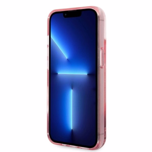 Karl Lagerfeld blizgus Choupette galvos dėklas telefonui iPhone 14 Plus - rožinis