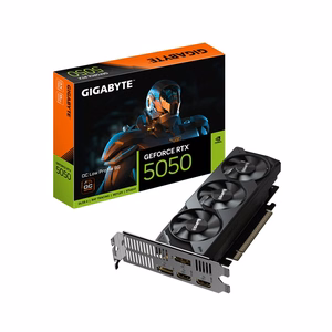 GIGABYTE GeForce RTX 5050 OC Low Profile 8G Vaizdo plokštė - 8GB GDDR6, 128bit, PCI-E 5.0, 2587MHz Core Clock, 2 x DP, 2 x HDMI, NVIDIA DLSS 4, GV-N5050OC-8GL