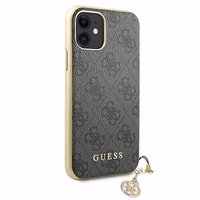 Guess GUHCN61GF4GGR iPhone 11 6.1" / Xr pilkas/pilkas kietas dėklas 4G Charms Collection