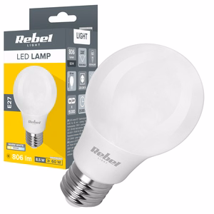 Rebel A60 E27 LED lemputė, 8,5 W, 3000 K, 230 V