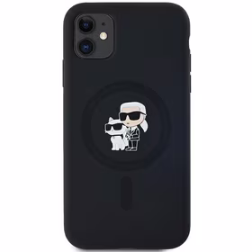 Karl Lagerfeld Silikoninis Karl&Choupette Magnetinis dėklas iPhone 11 / Xr - juodas