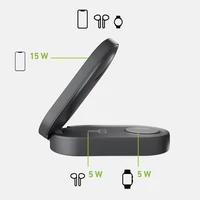 SBS 3-in-1 Foldable Wireless Charging Station QI2 MFI - Made for iPhone - Black