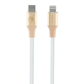 "Guess Ebossed" logotipas USB-C / "Lightning" 1,5 m ilgio greito įkrovimo kabelis - auksinis