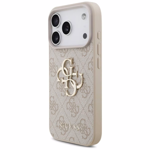 GUESS GUE005597 (4G PU Big Logo) dėklas, skirtas iPhone 18 Pro / 17 Pro, spalva – rožinė