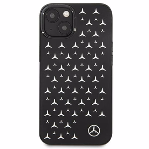 Mercedes dėklas telefonui iPhone 13 mini su sidabrinių žvaigždžių raštu, juodas