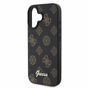 Dėklas telefonui Guess Peonijos šriftas MagSafe iPhone 16 Plus - juodas