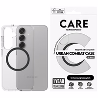 CARE by PanzerGlass Flagship Urban Combat juodas QI dėklas Samsung Galaxy S25 - permatomas