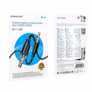 Borofone Kabelis AUX BL26 Standartinis - jack 3,5mm į jack 3,5mm - 1 metras juodas