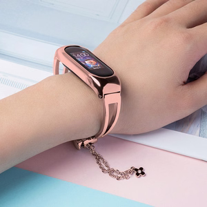 Metalinė apyrankė Xiaomi Mi Band 3 / 4 / 5 / 6 dirželis - rožinė