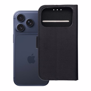 Flip case for iPhone 17 / 18 4Card RFID anti-theft tech fabric black