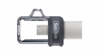 SanDisk Ultra Dual m3.0 USB atmintukas 256 GB USB Type-A / Micro-USB 3.2 Gen 1 (3.1 Gen 1) Juoda, Sidabras, Permatomas